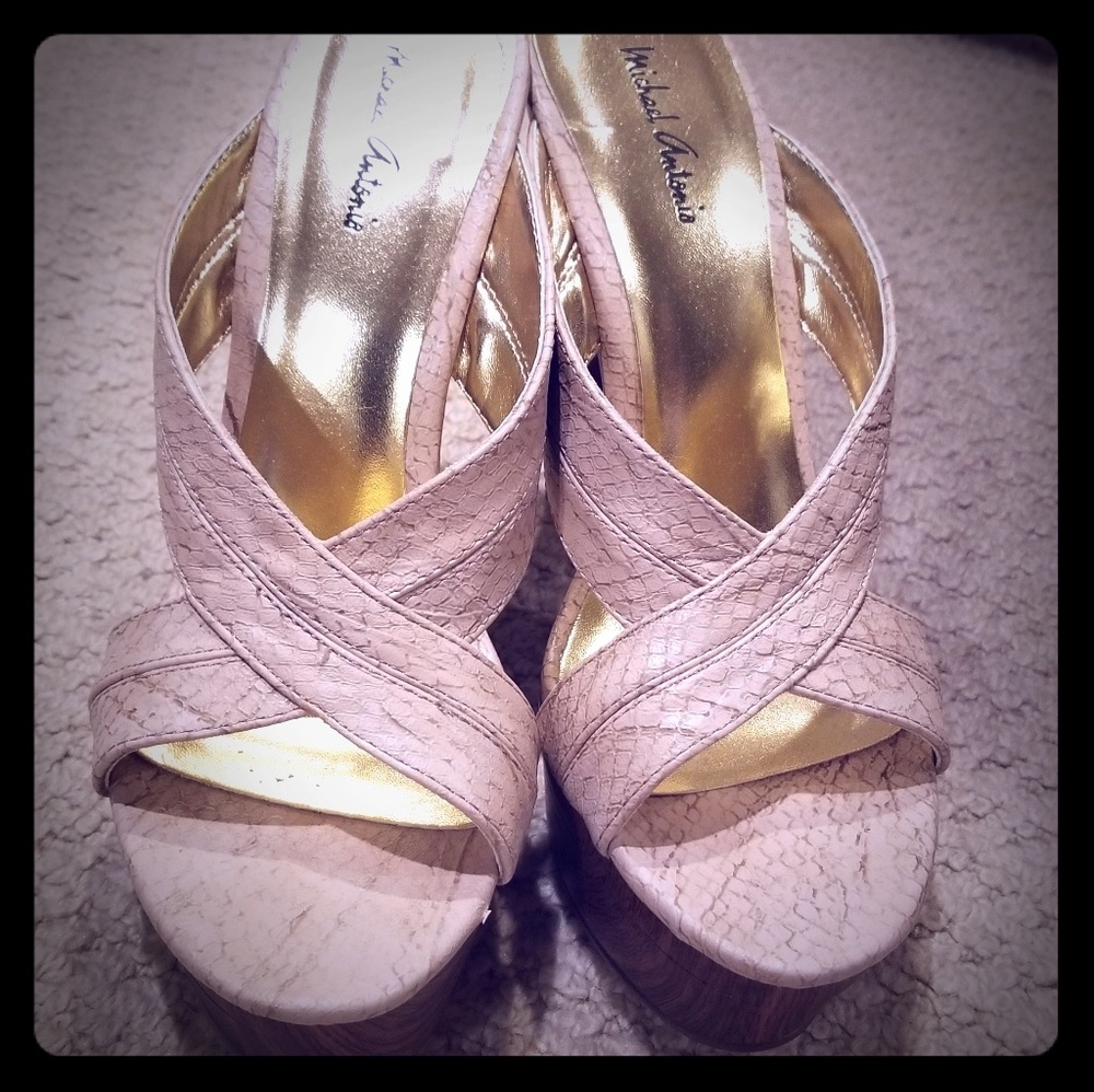 Michael Antonio platform sandals.